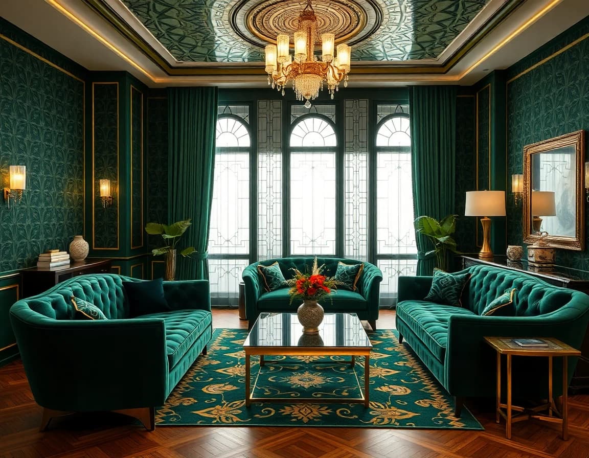 Art Deco interior design style - AI home design app example showing a beautiful art deco room