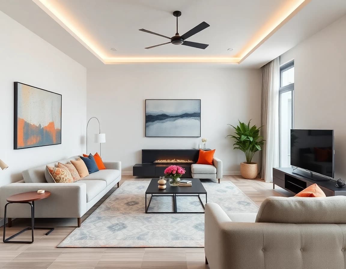 Contemporary interior design style - AI home design app example showing a beautiful contemporary room